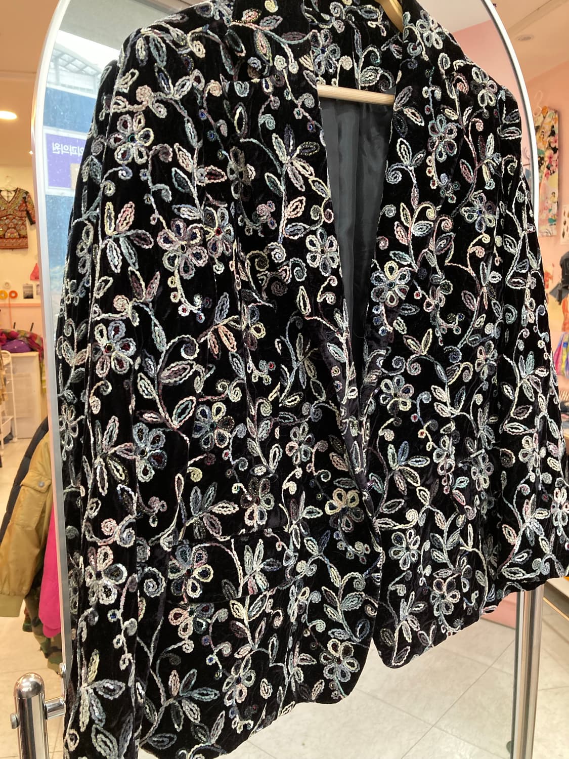 빈티지 플라워패턴 벨벳 자켓 상품이미지4