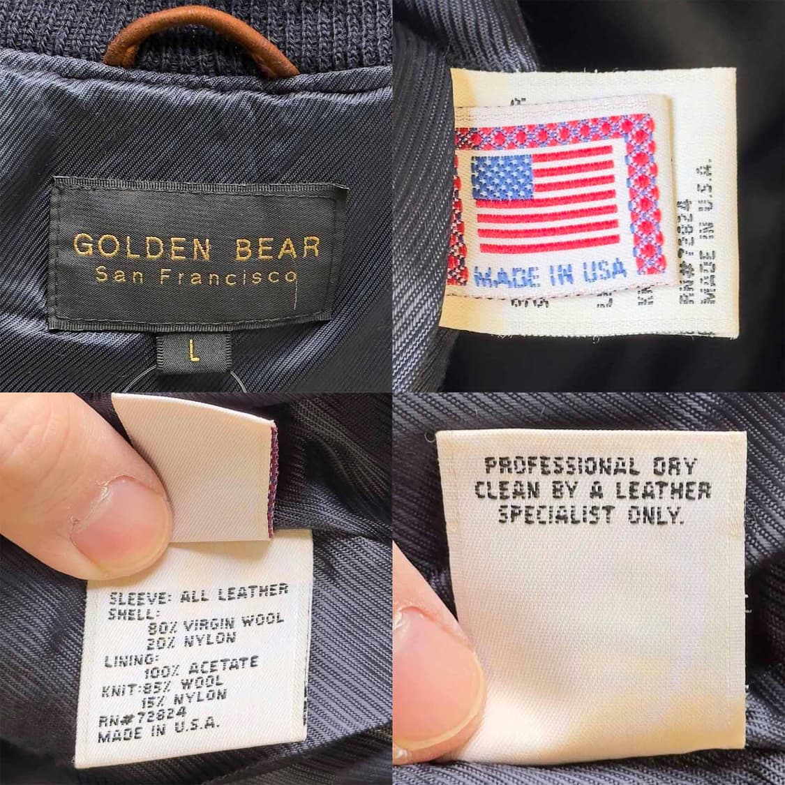 90s 골든베어 레더 바시티 자켓 USA 상품이미지7