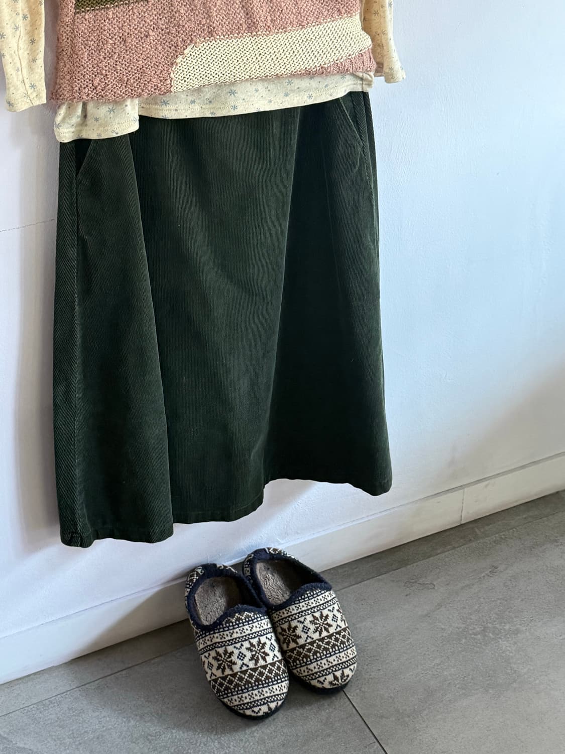 일본빈티지) 코듀로이 카키스커트 상품이미지1