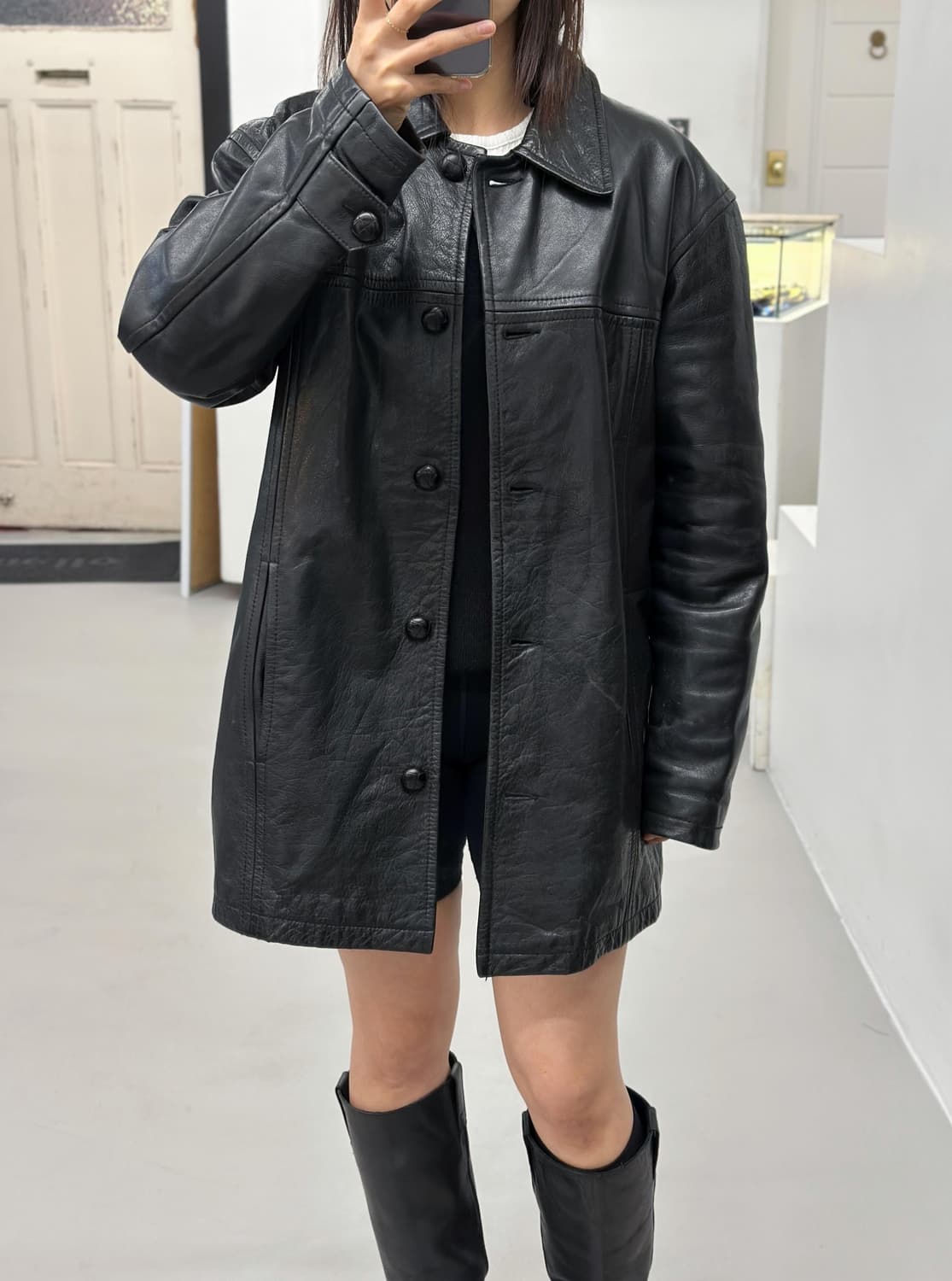 DKNY 레더 코트 상품이미지1