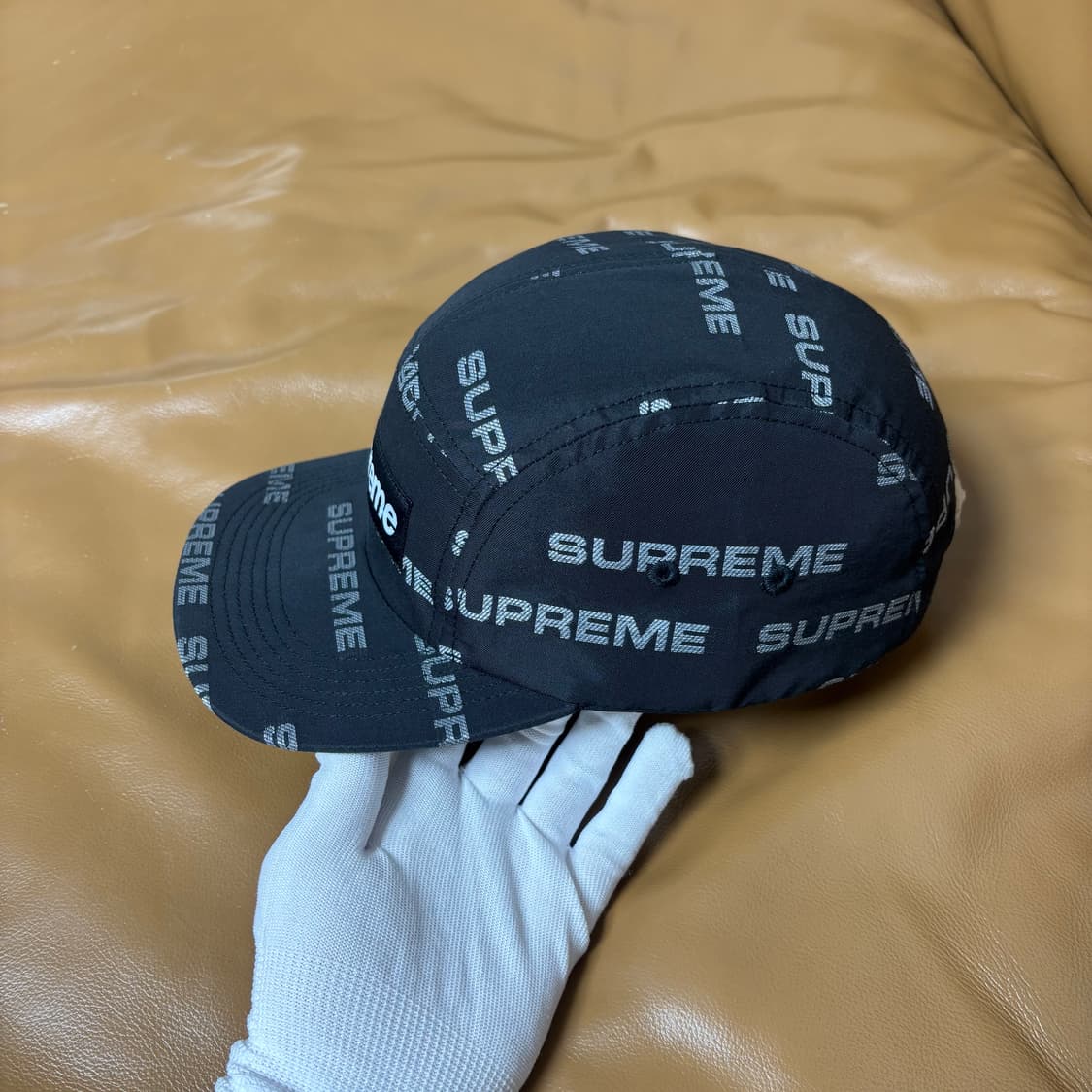 슈프림 캠프캡 모자 박스로고 자카드 로고 블랙 상품이미지3