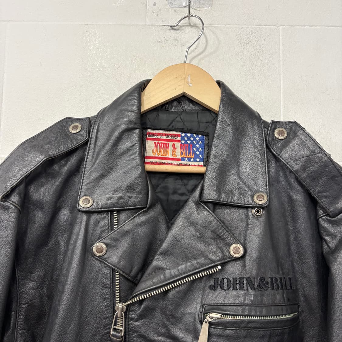 90's John&Bill 국내산 리얼레더 소가죽 자켓 상품이미지2