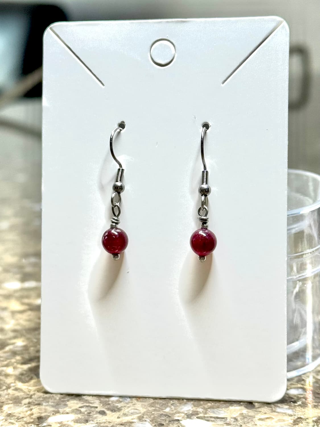 천연석 붉은 가넷 원설 귀걸이 상품이미지1