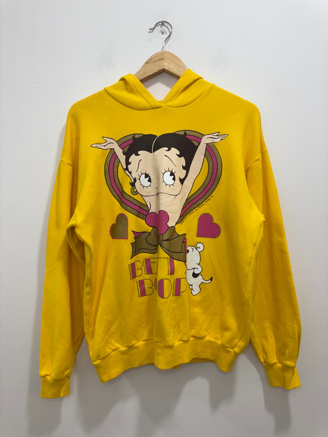 90s betty boop 베티붑 노랑 오버핏 후드티 상품이미지5
