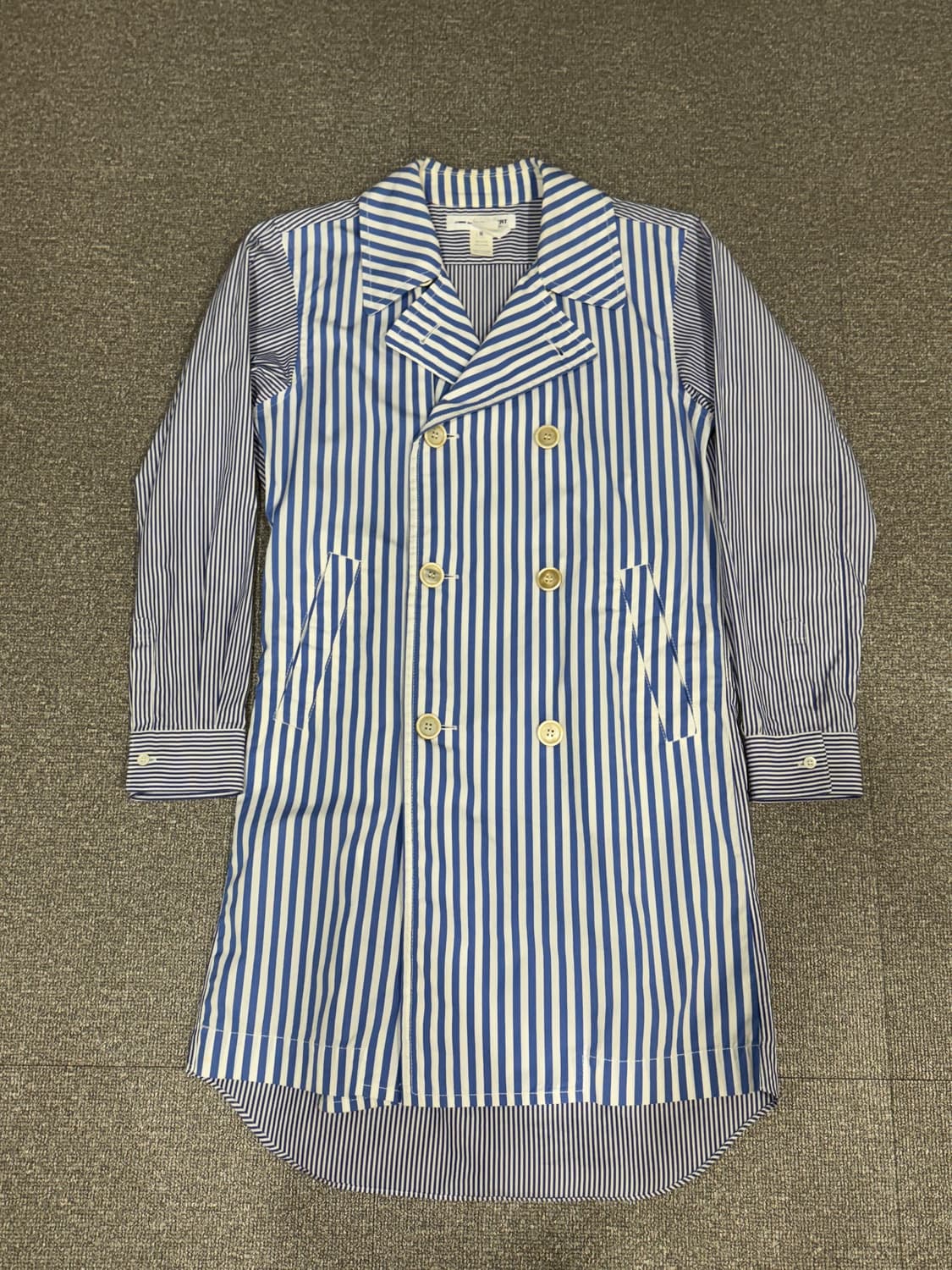 꼼데가르송 셔츠 롱 스트라이프 코튼 셔츠 코트 M 상품이미지4