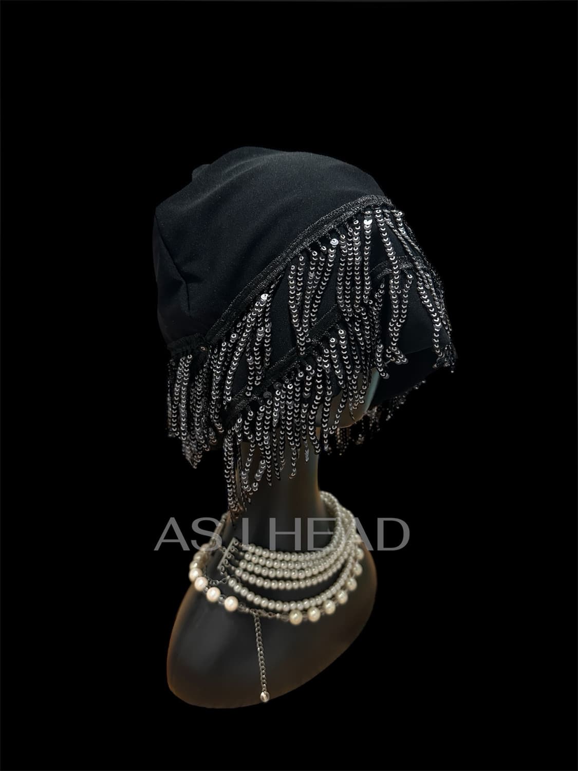 실버 글리터 테슬 핸드메이드 롱 비니 상품이미지1