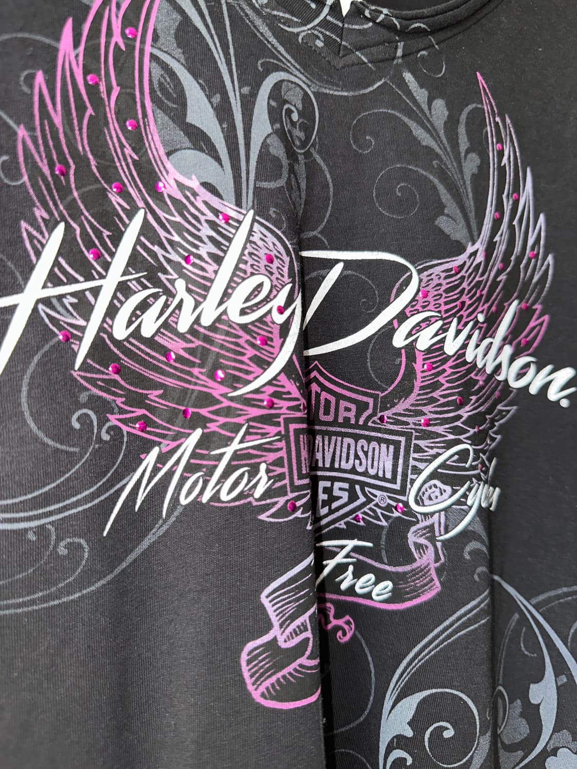 Harley davidson 할리데이비슨 블랙 퍼플 큐빅 반팔티셔츠 상품이미지3