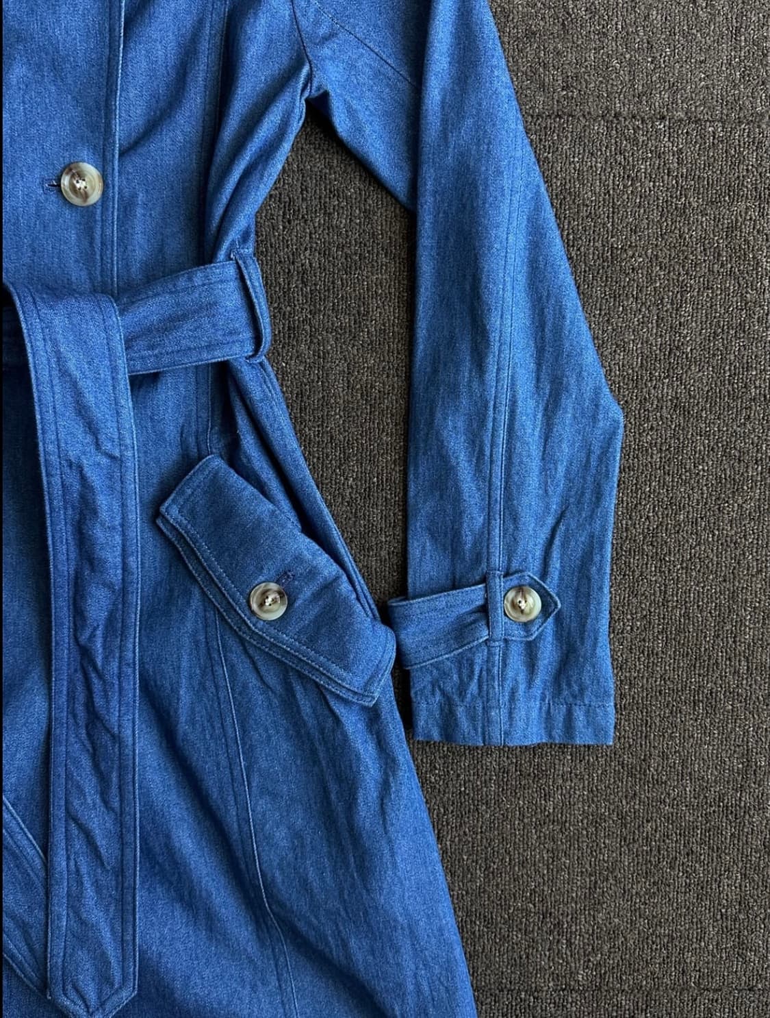 Juriano Jurrie 더블 레이어 포켓 데님 트렌치코트 상품이미지5