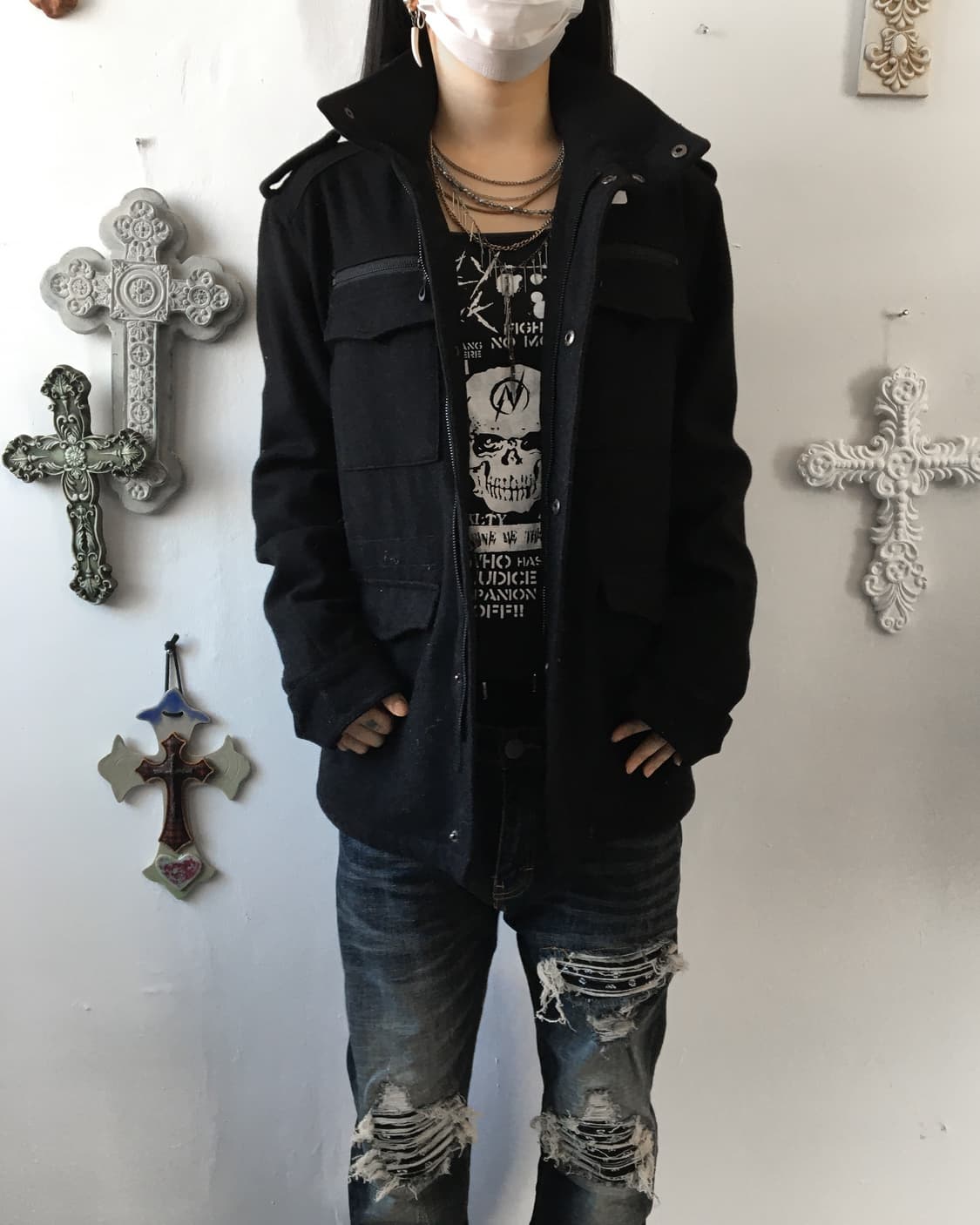 Multi pocket woolen high neck jacket 상품이미지9