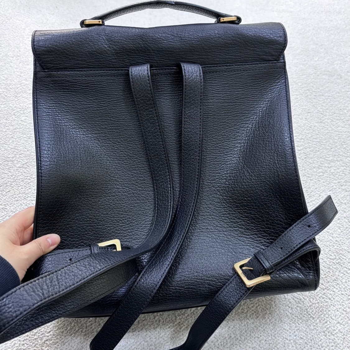 F 빈티지 클래식 블랙 가죽 백팩 0409E 상품이미지2