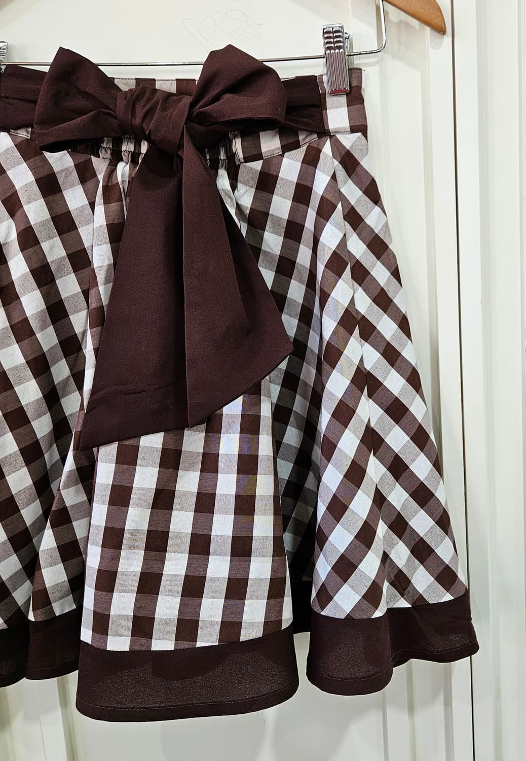 브라운 체크 스커트 상품이미지5