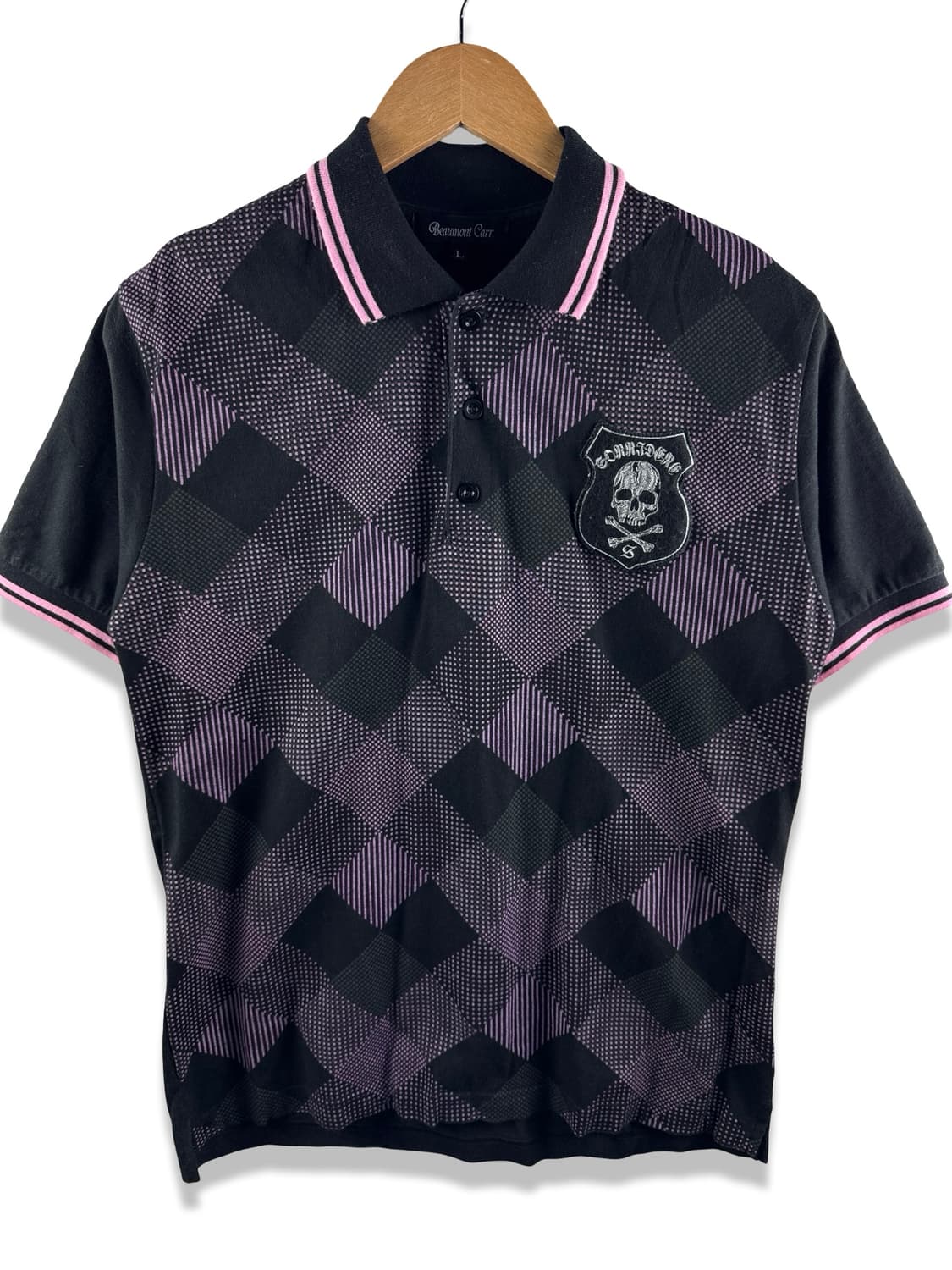 JPN 스컬패치 다이아몬드 체크 카라티2598 상품이미지1