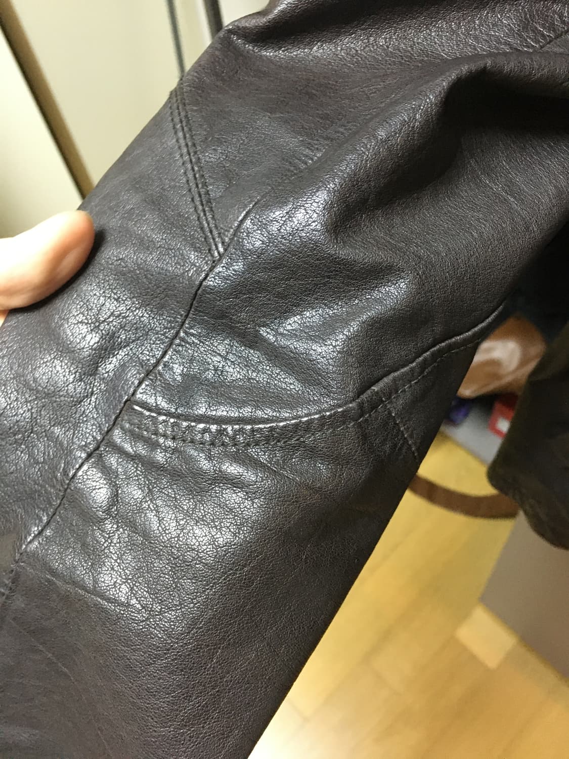 코데즈 컴바인 하이넥 카우하이드 사선 레더 자켓 상품이미지7