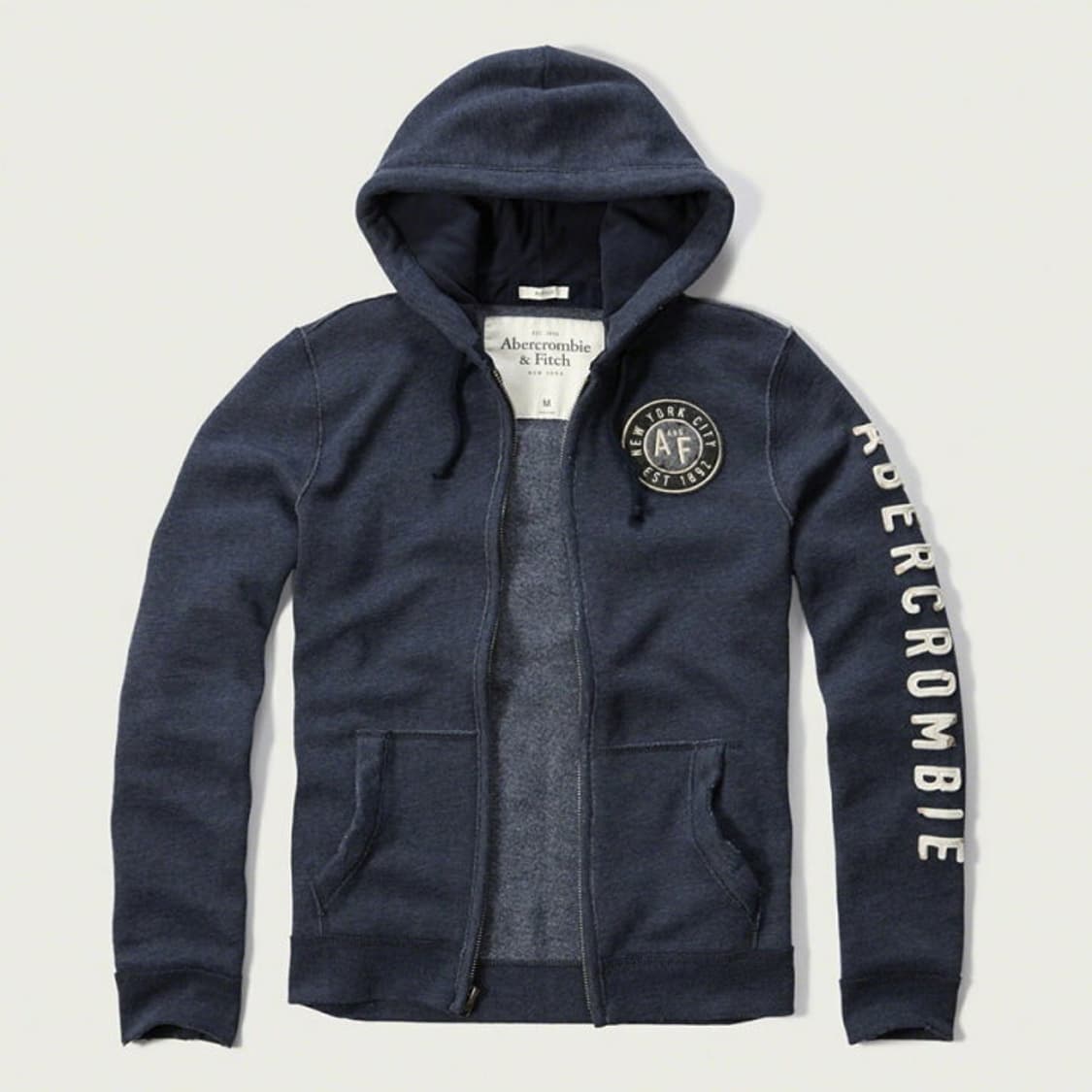 아베크롬비 후드집업 후집 네이비 딱붙핏 팔 레터링 로고 상품이미지1