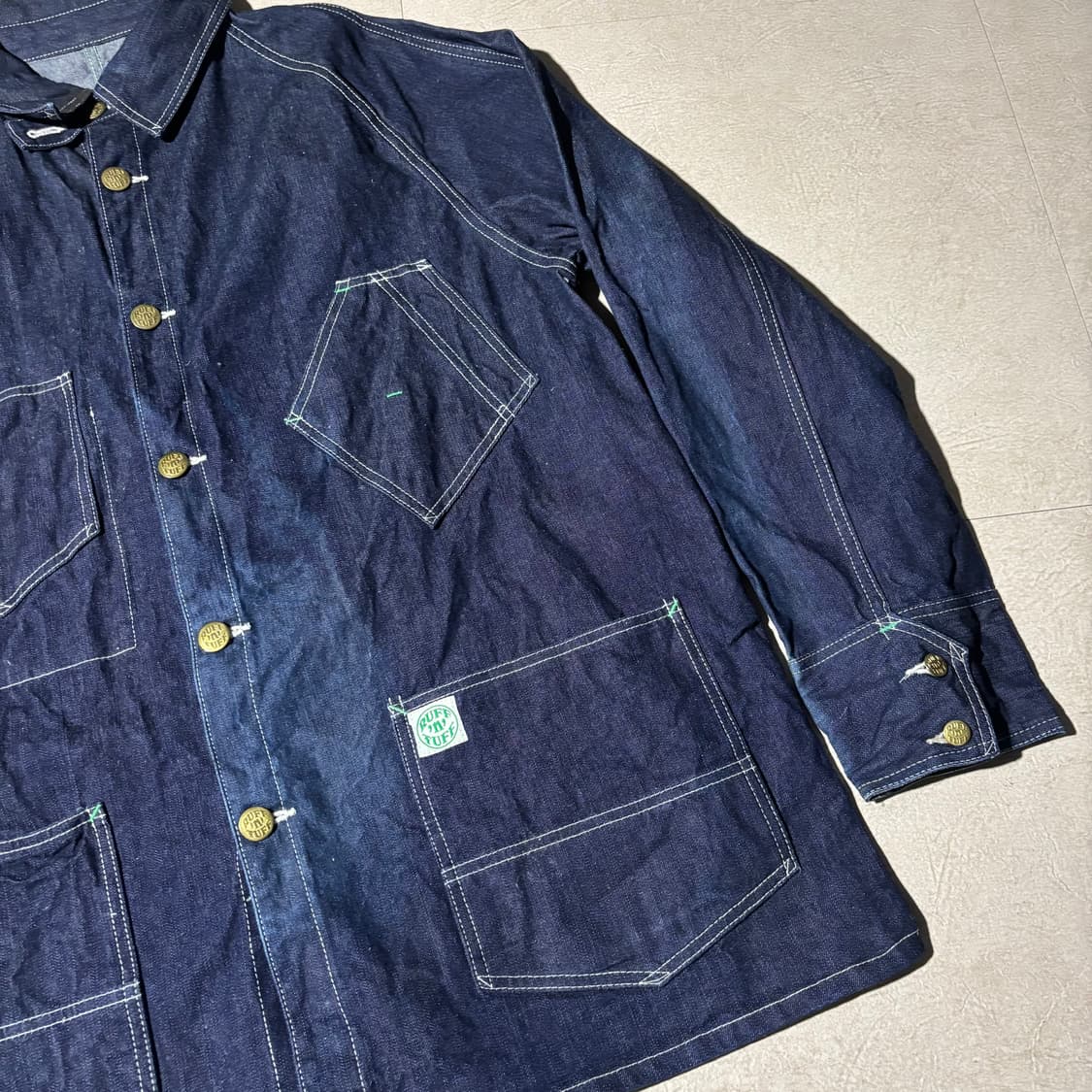 Post overalls 인디고 데님 페이드 초어 워크 자켓 상품이미지2