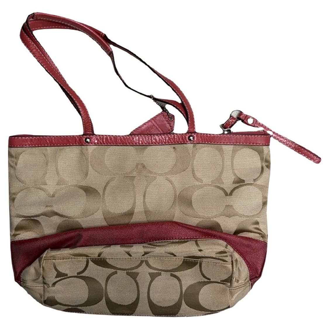 COACH 시그니처 스트라입 레드 토트백 상품이미지8