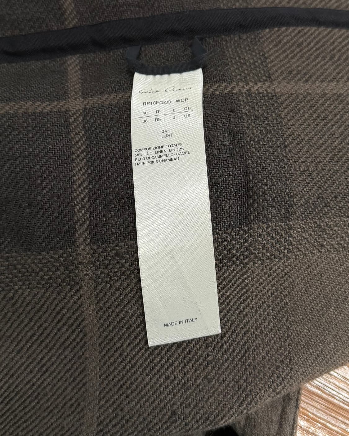 릭오웬스 카키브라운 fw18 체크 미디 원피스 상품이미지8