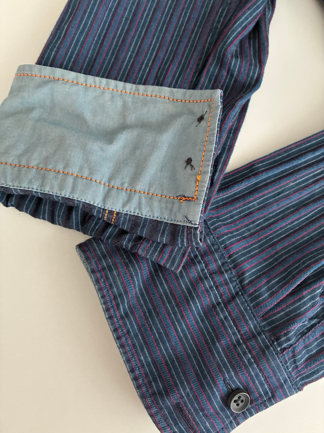 M) 휴고 보스 슬림핏 스트라이프 셔츠 네이비 상품이미지7