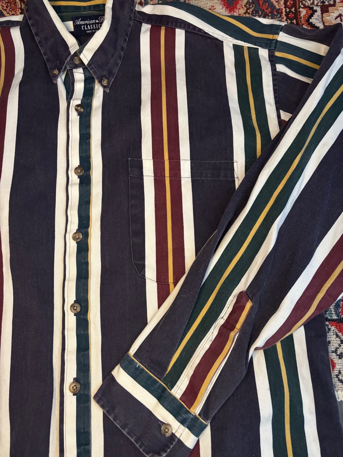 American Vintage 90s Navy Striped shirt 상품이미지6