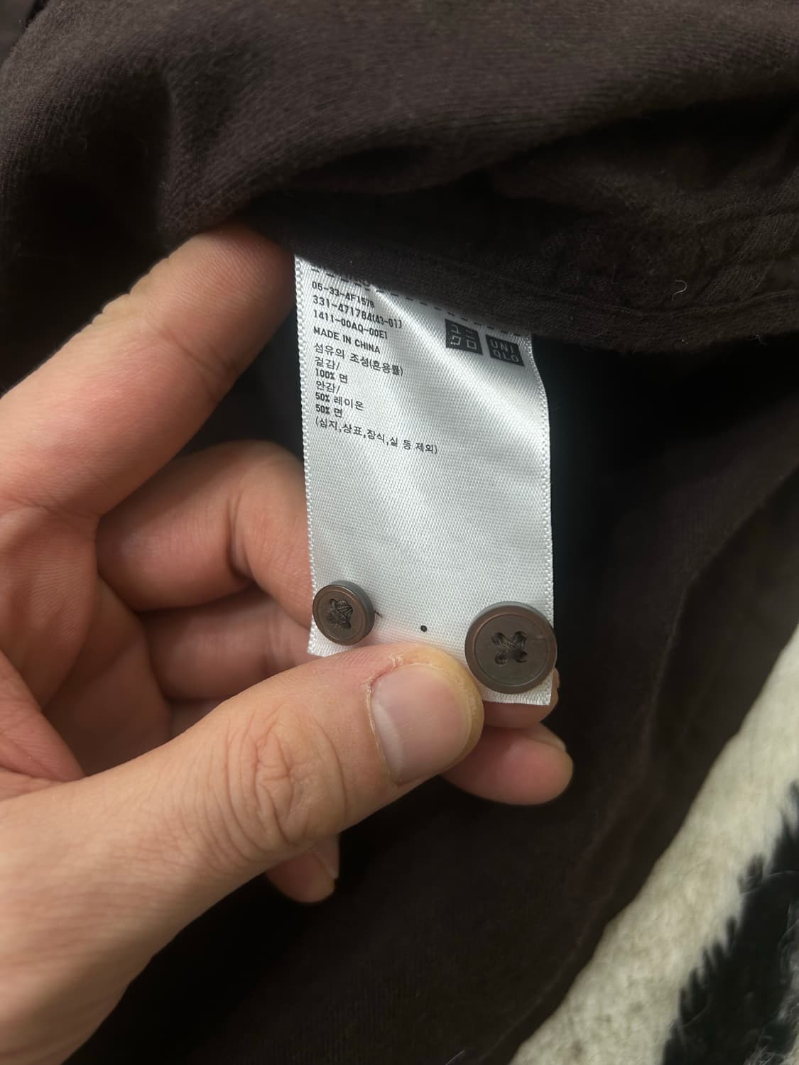 [L]유니클로U 오버핏 투포켓 셔츠/안감기모/브라운 상품이미지6