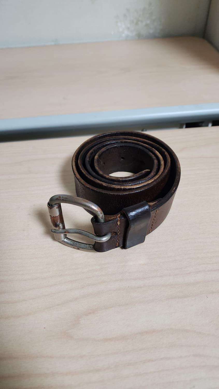 빈티지 브라운 통가죽 벨트 상품이미지1