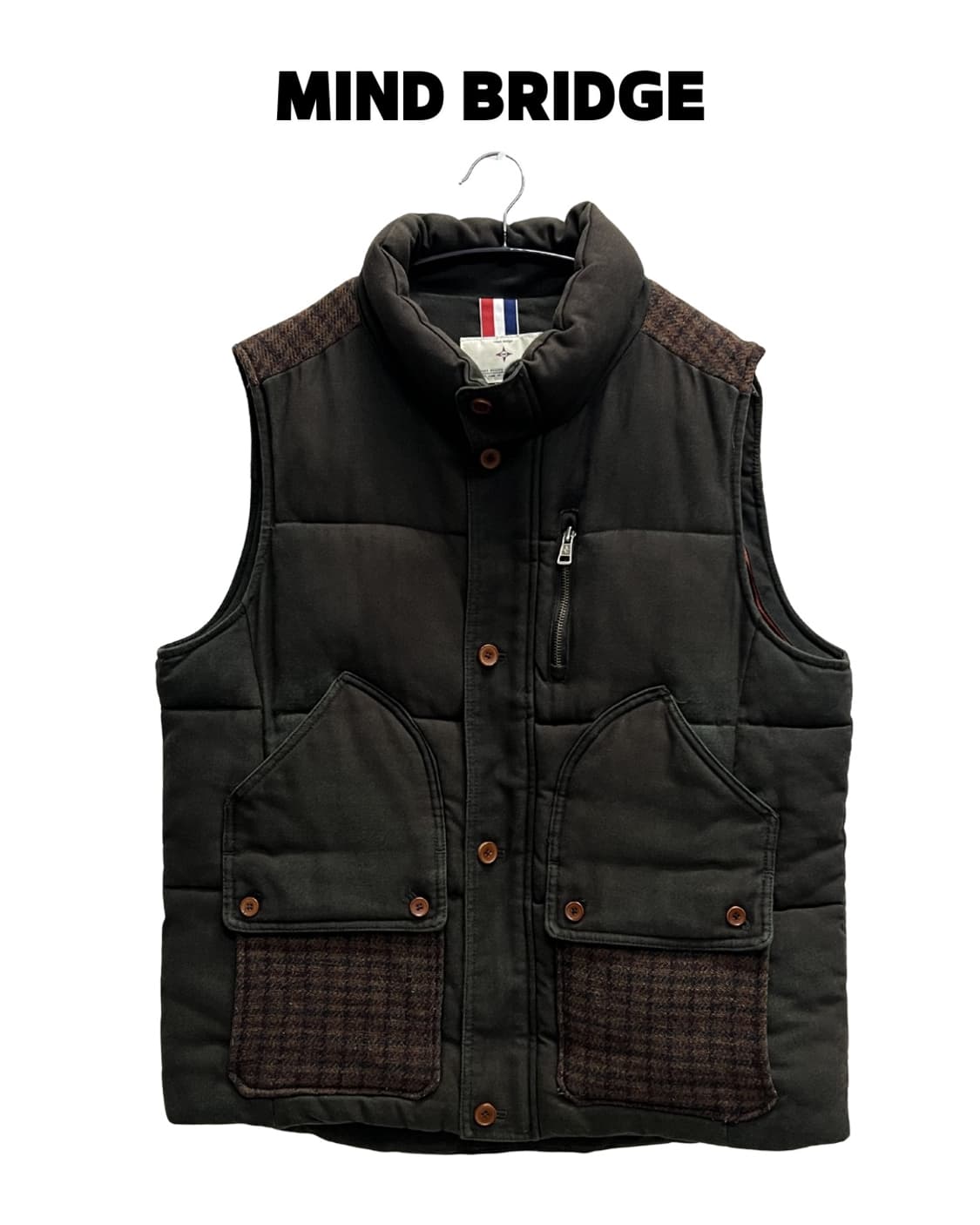 마인드브리지 울 조끼패딩 베스트 카키 상품이미지1
