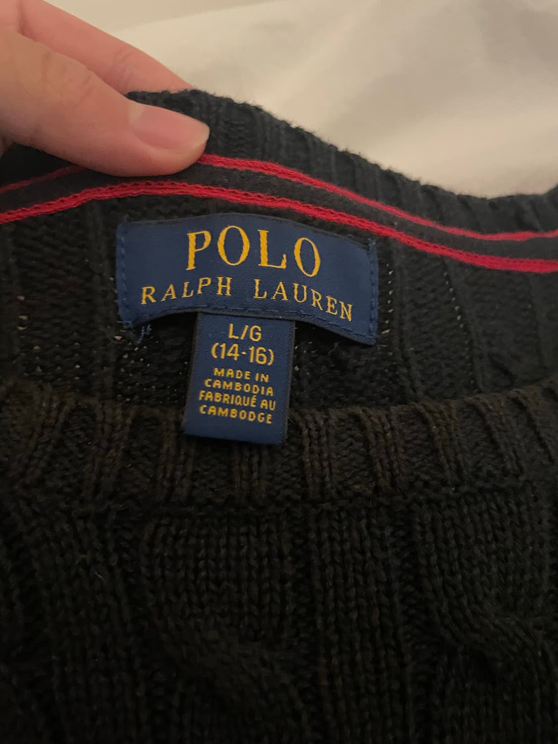 폴로 블랙 케이블 니트 (14-16) 상품이미지2