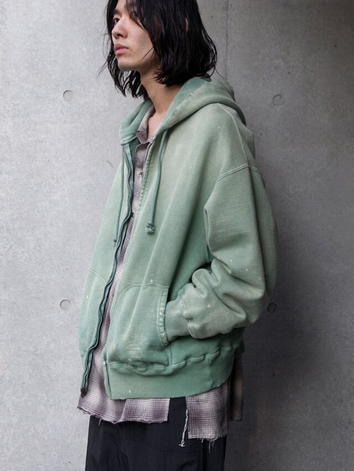 BOWWOW 바우와우 후드 집업 그린 에이징 XL사이즈 판매합니다 상품이미지3