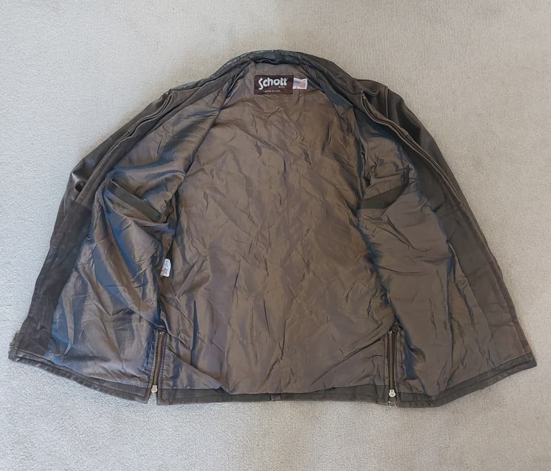 빈티지 Schott 브라운 가죽 자켓 S (Made in USA) 상품이미지2