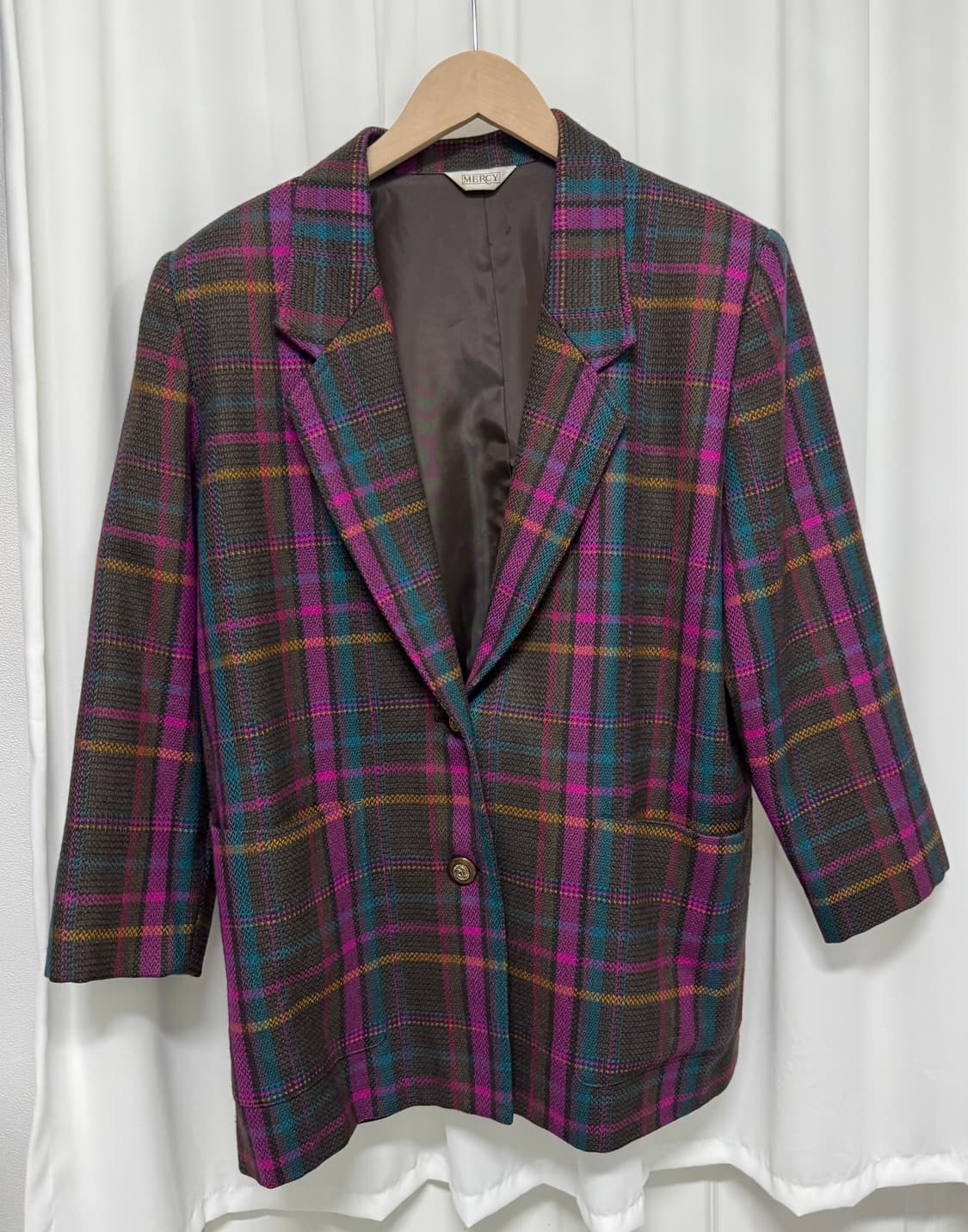 일본 빈티지 체크 블레이저 자켓 상품이미지1