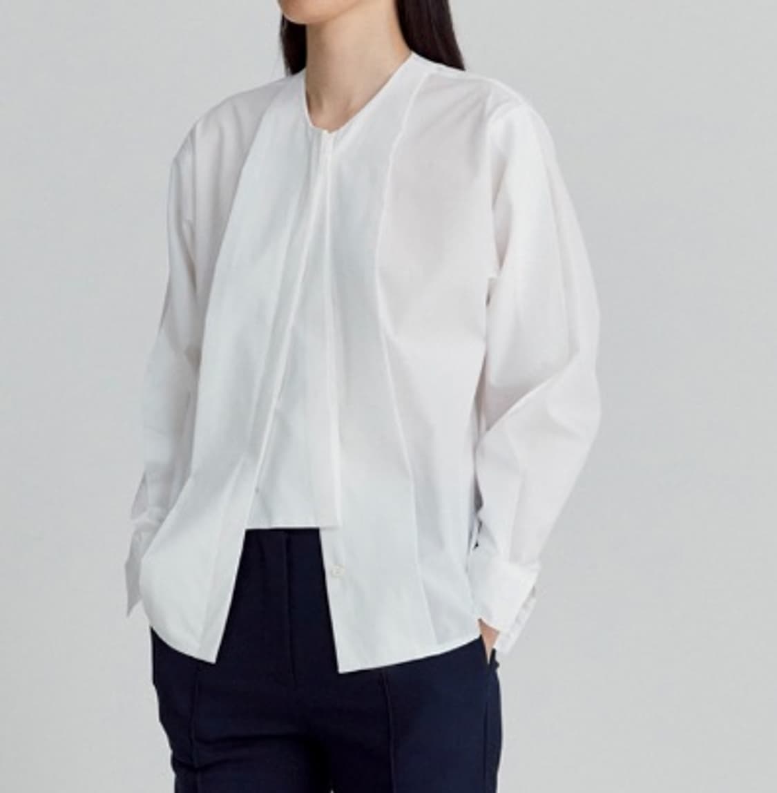 렉토 Buttoned placket blouse white  상품이미지1