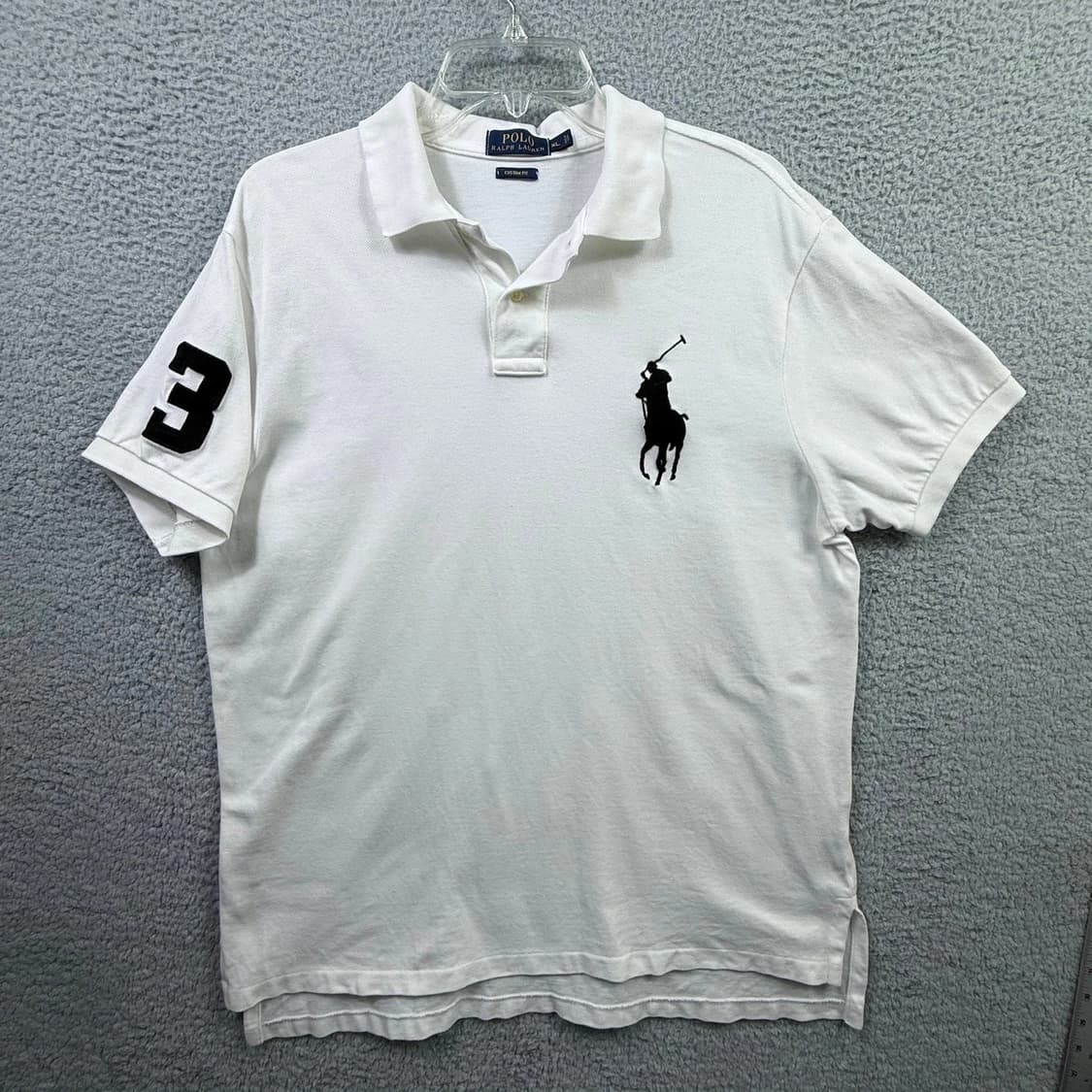 폴로 랄프로렌 커스텀 슬림핏 빅포니 반팔 카라티 화이트 블랙 상품이미지1