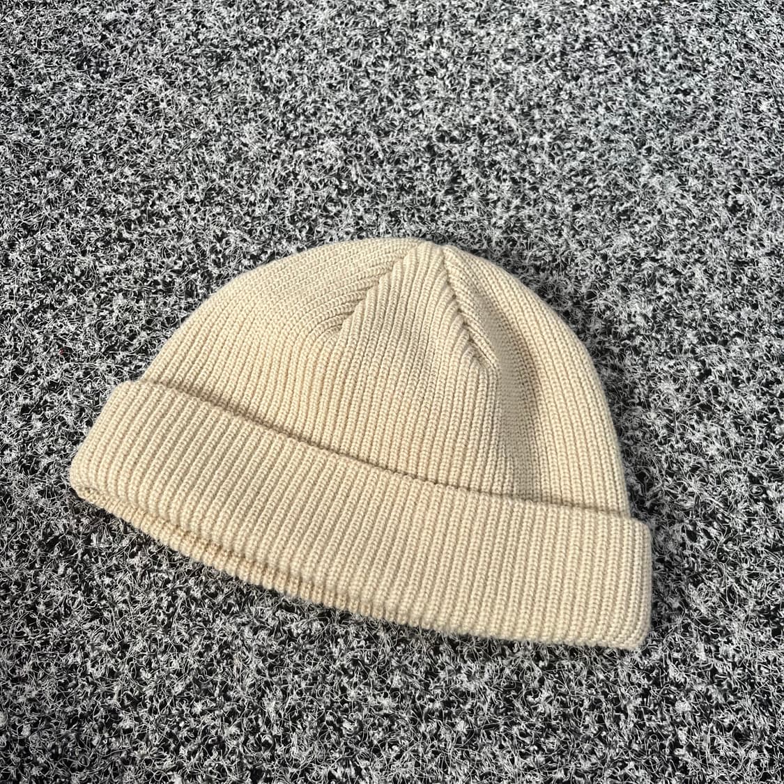 아이보리색 니트 골지 비니  상품이미지1