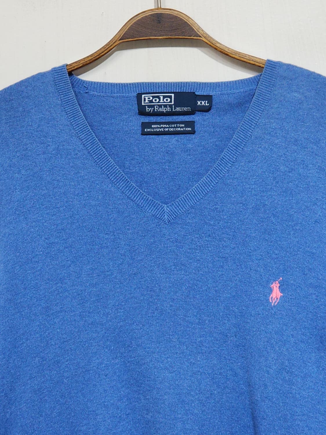 (XXL) 랄프로렌 폴로 니트 하늘색 피마코튼 스웨터 브이넥 빅사이즈  상품이미지2