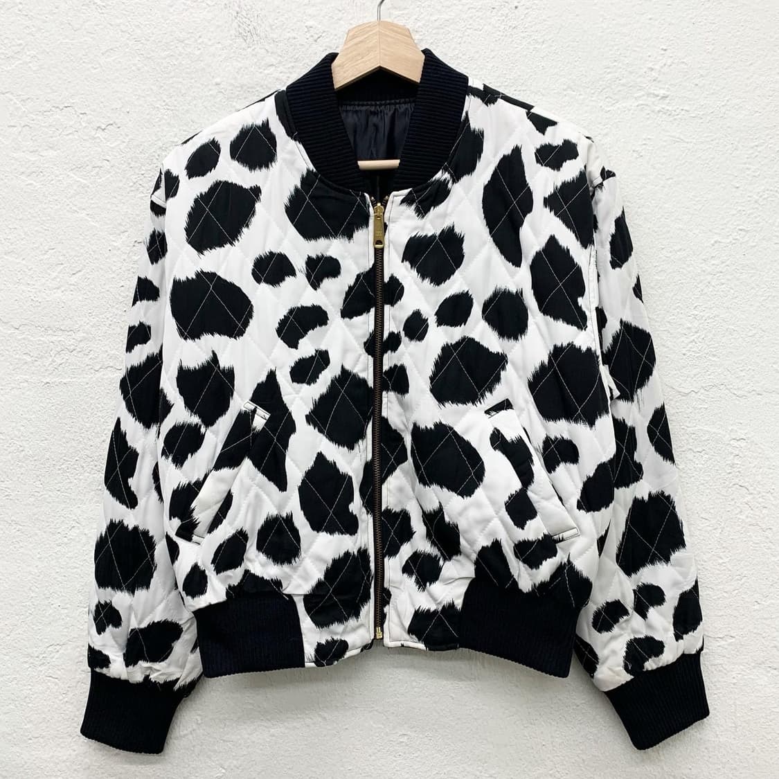 JPN 빈티지 밀크카우 퀄팅 리버시블 크롭 봄버자켓 상품이미지2