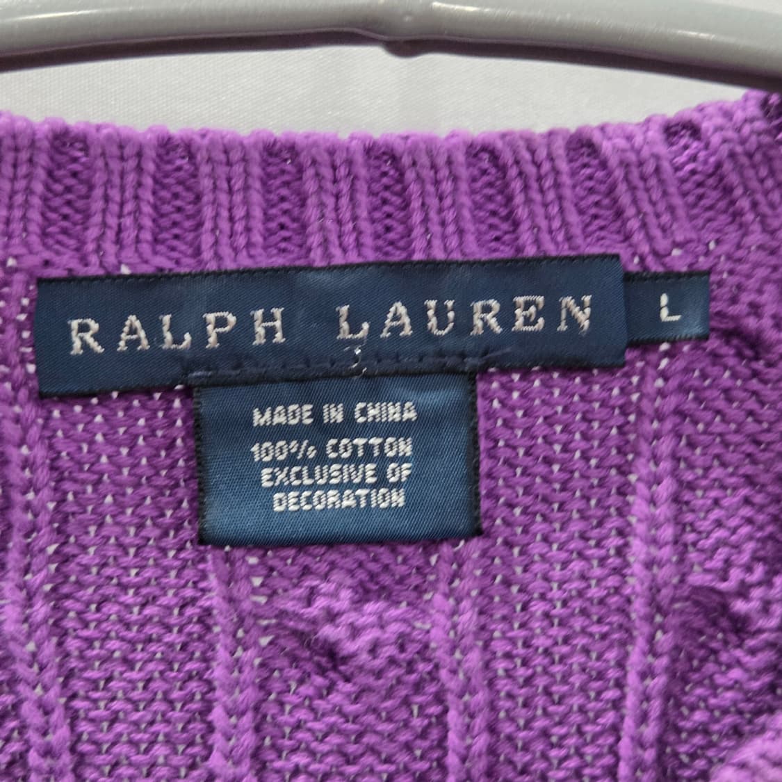 폴로랄프로렌 우먼 코튼 케이블 니트 퍼플 L  상품이미지3