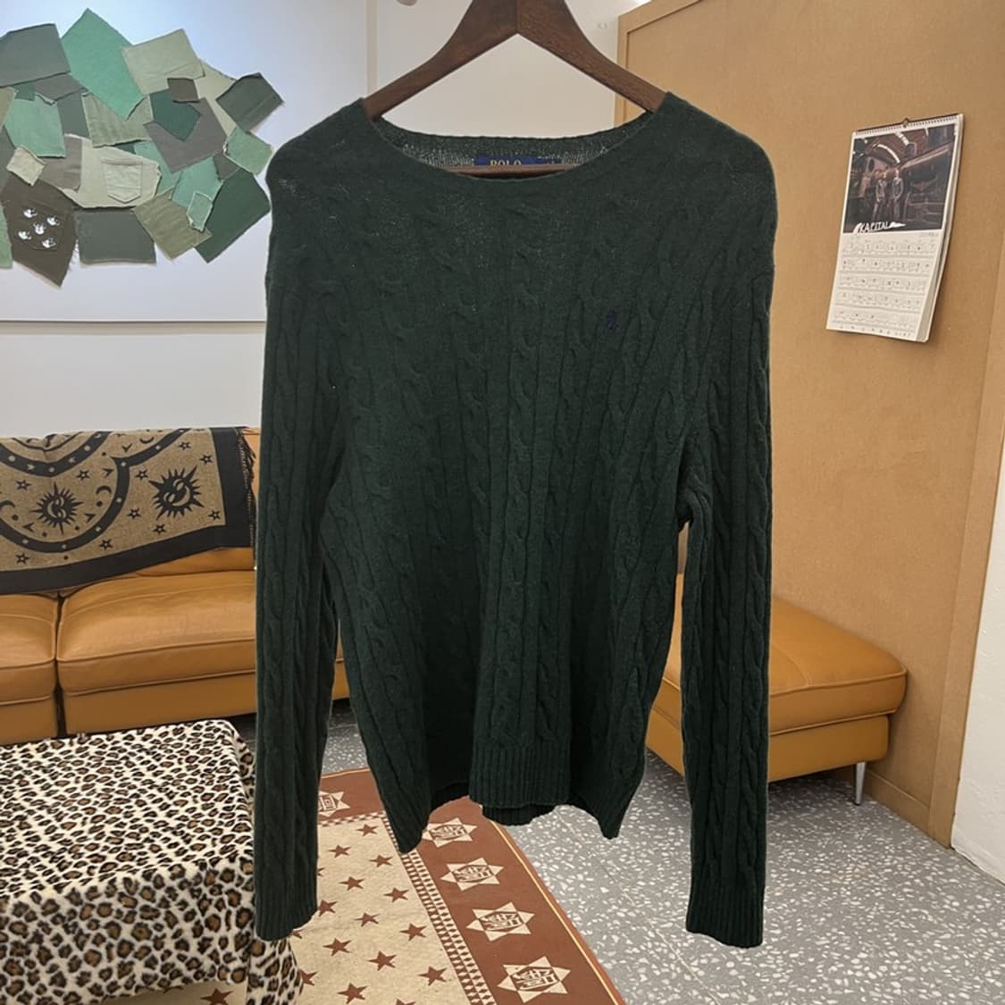 폴로 랄프로렌 빈티지 레트로 딥그린 꽈배기 니트 M C09757 상품이미지3