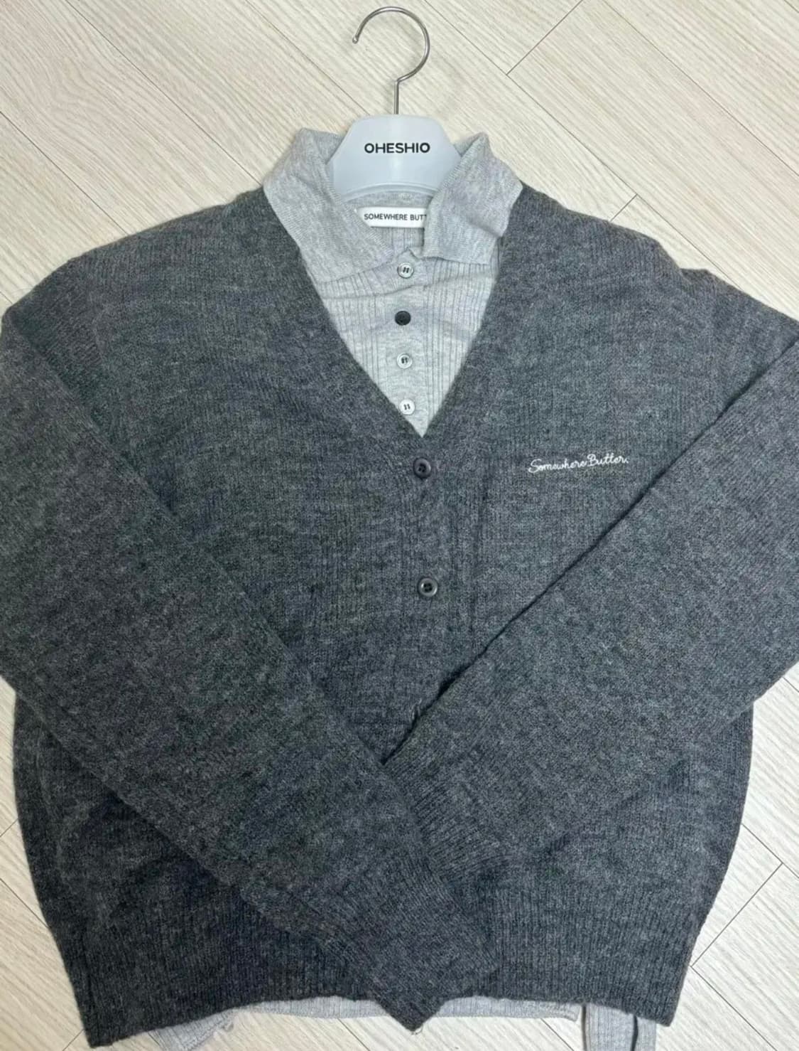 썸웨어버터 Eddy Alpaca Cardigan - Charcoal 상품이미지5