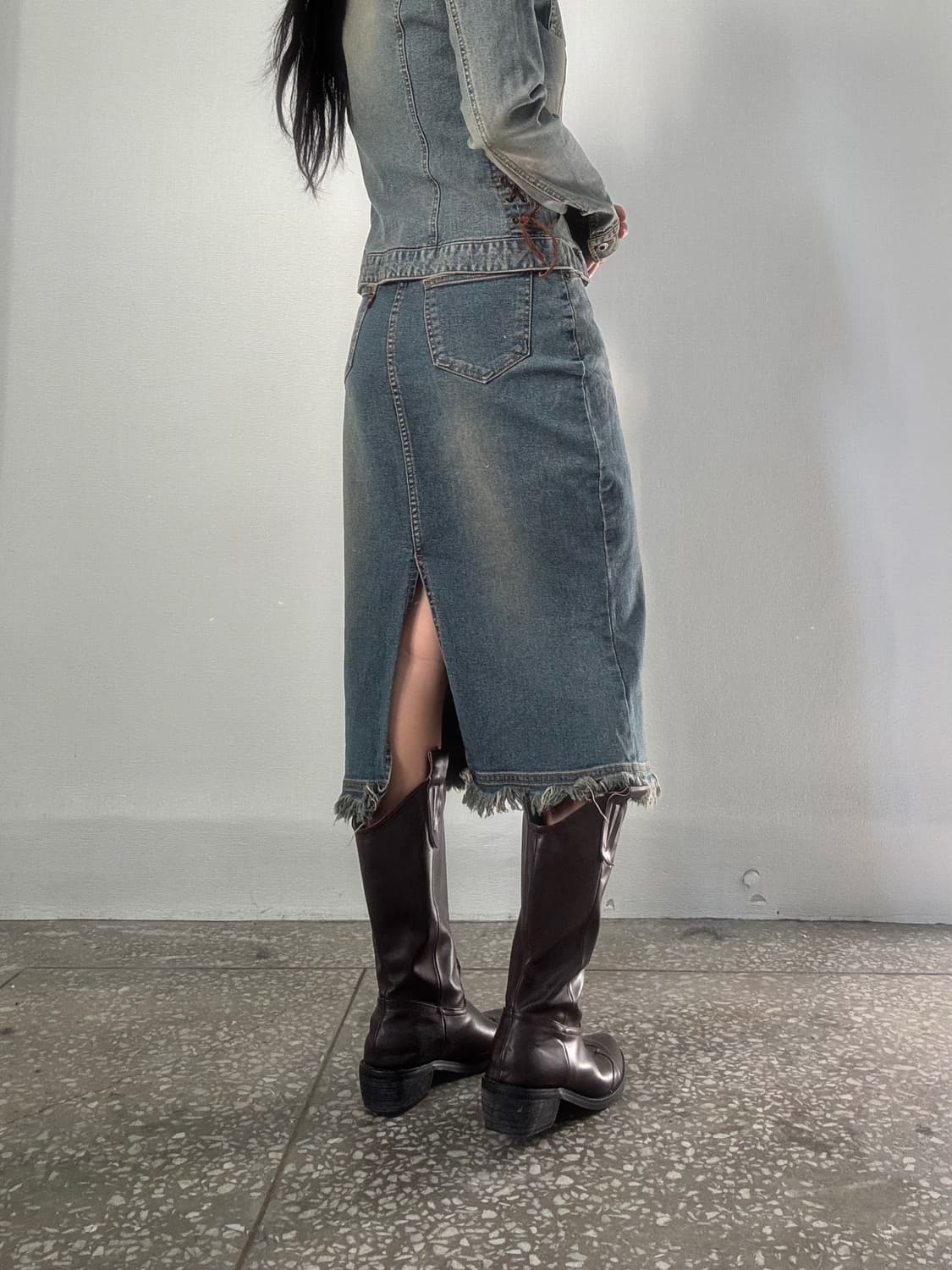 머메이드 데님 롱 스커트 상품이미지4