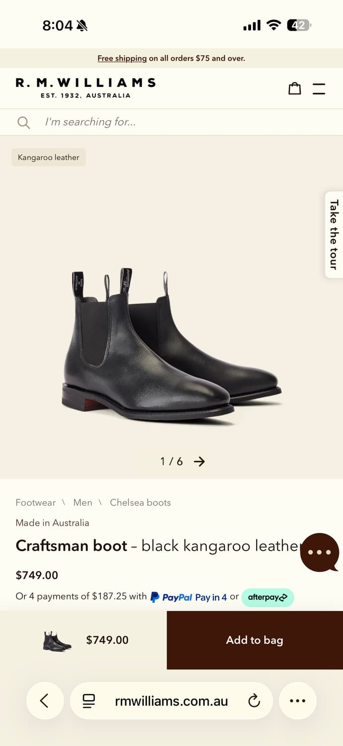 RM WILLIAMS Kangaroo 첼시부츠 8H 270 상품이미지5