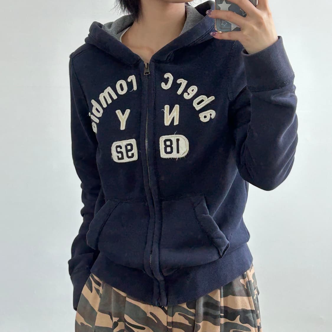 Abercrombie 아베크롬비 네이비 스펠아웃 후드집업 상품이미지2