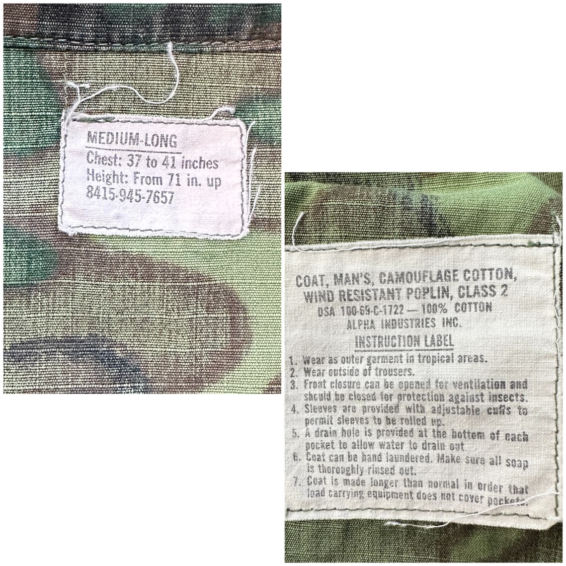 미군 69년 ERDL 우드랜드 정글자켓 M-L  상품이미지3