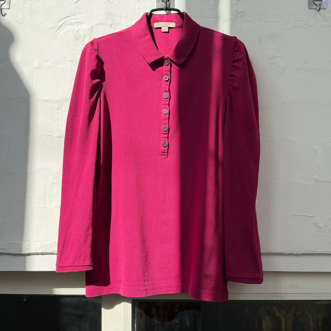 Burberry 버버리 푸시아핑크 셔링 폴로 셔츠 M 상품이미지1