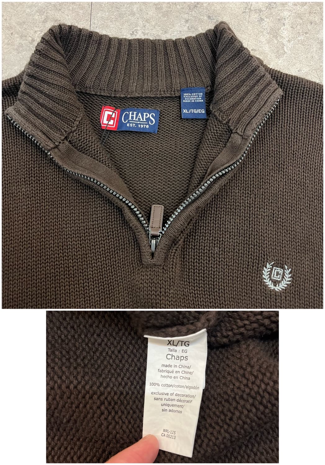 폴로 랄프로렌 챕스 반집업 니트 브라운 XL #csz4031 상품이미지3