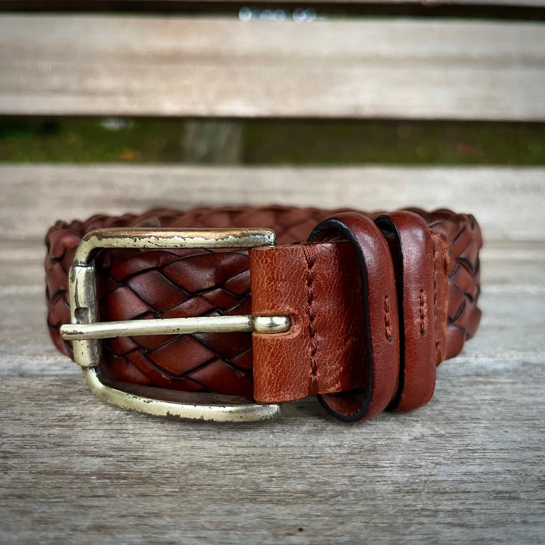 빈티지 브레이디드 리얼 레더 벨트 made in Italy 상품이미지2