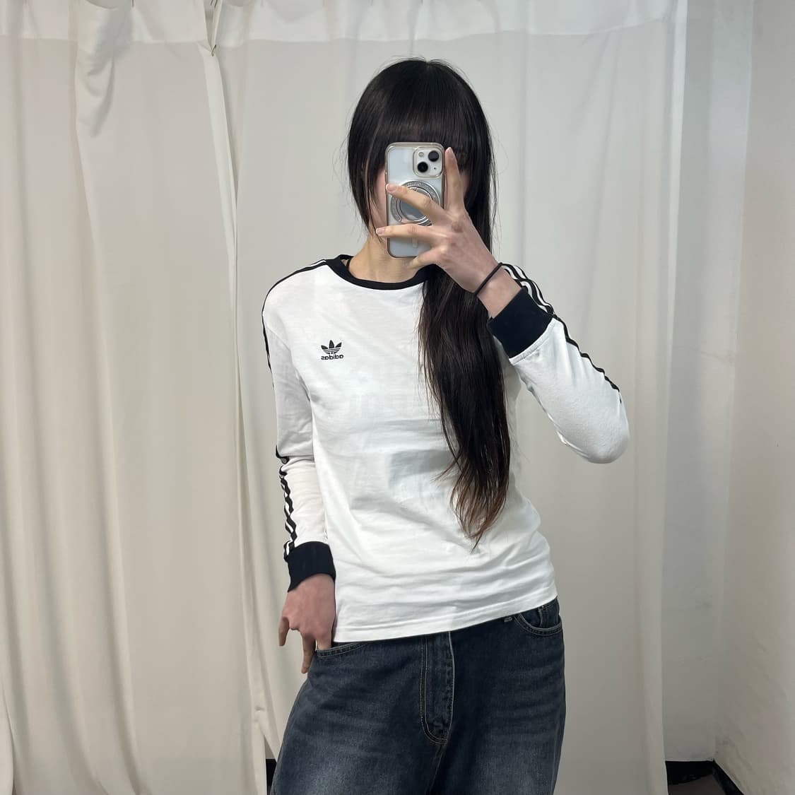 Adidas white ringer long-sleeve 상품이미지1