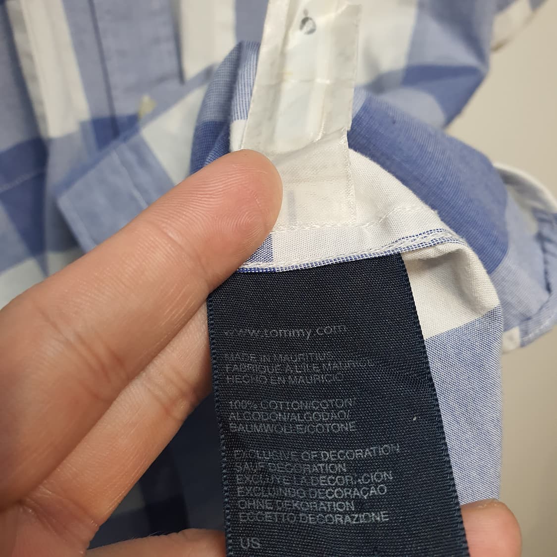 타미힐피거 블루 체크 반팔 셔츠 상품이미지4