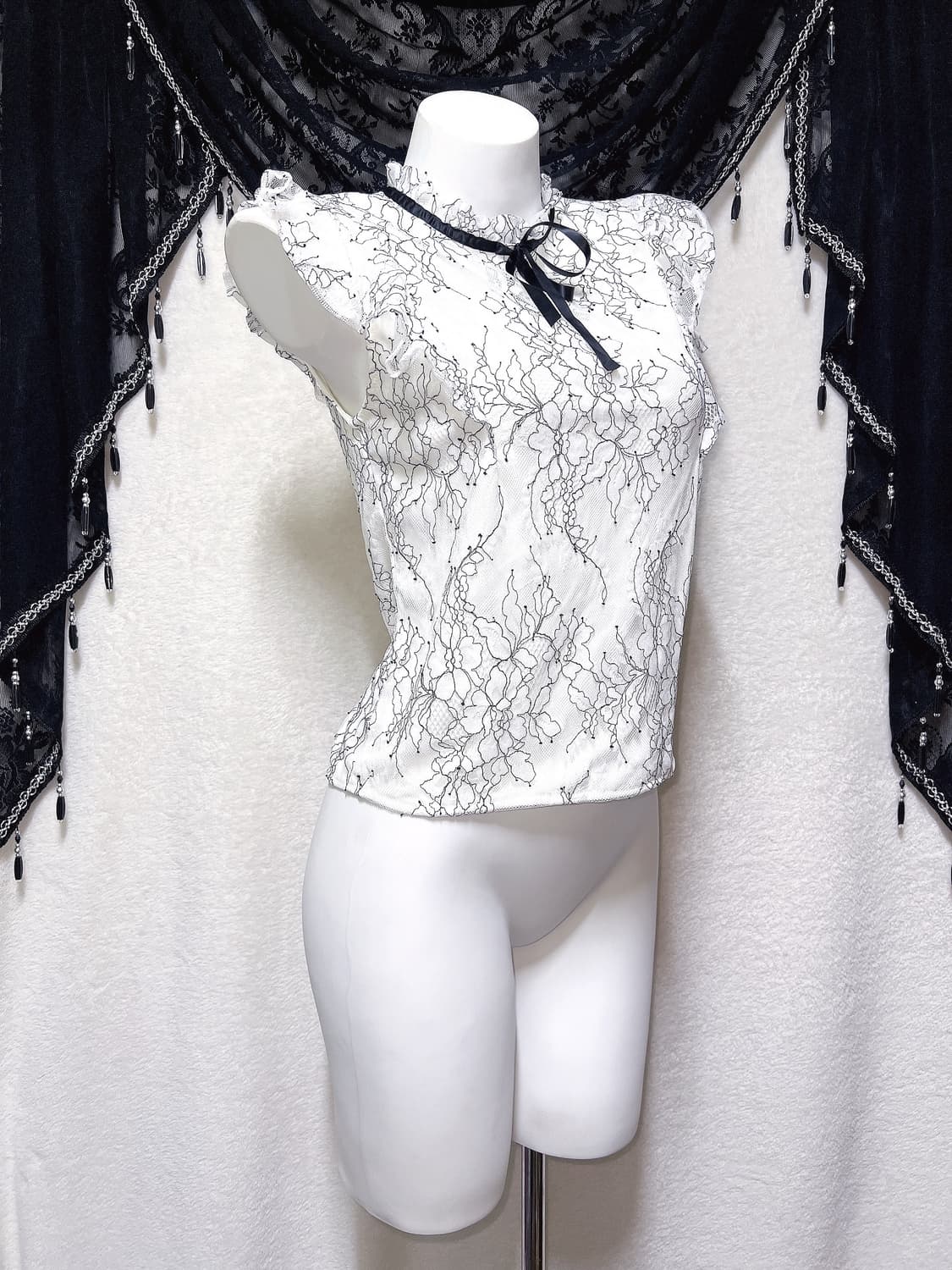 잉그니 ingni 프릴레이스 리본 블라우스 로걀탑 로맨틱갸루 양산형 핀터 상품이미지3