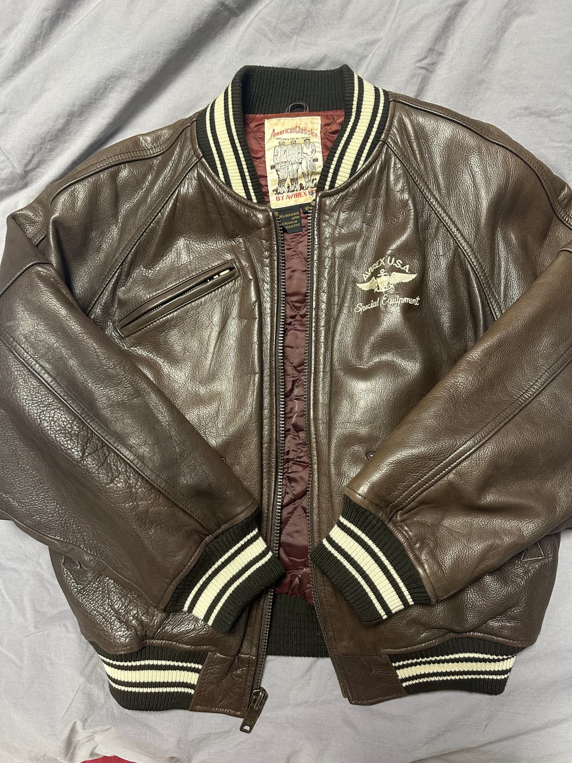 아비렉스 90s USA 바시티 가죽자켓 xs 상품이미지2