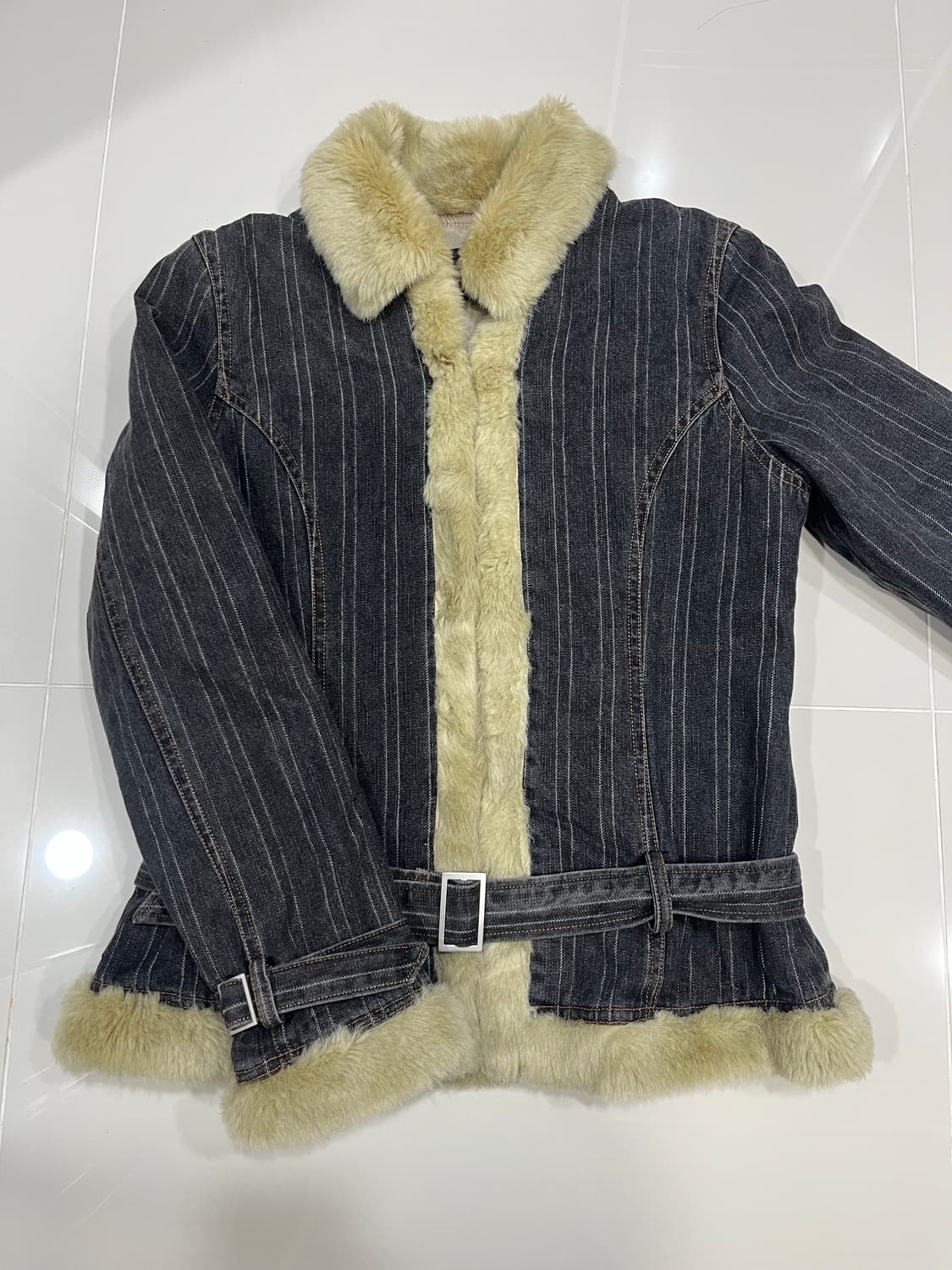 빈티지 누빔 퍼 스프라이트 데님 청 자켓 상품이미지1